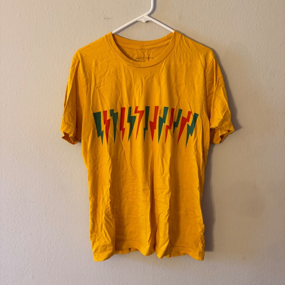Andy Davis Captain Fin Mens Mustard Yellow Lightning Bolt‎ Graphic T-Shirt Large